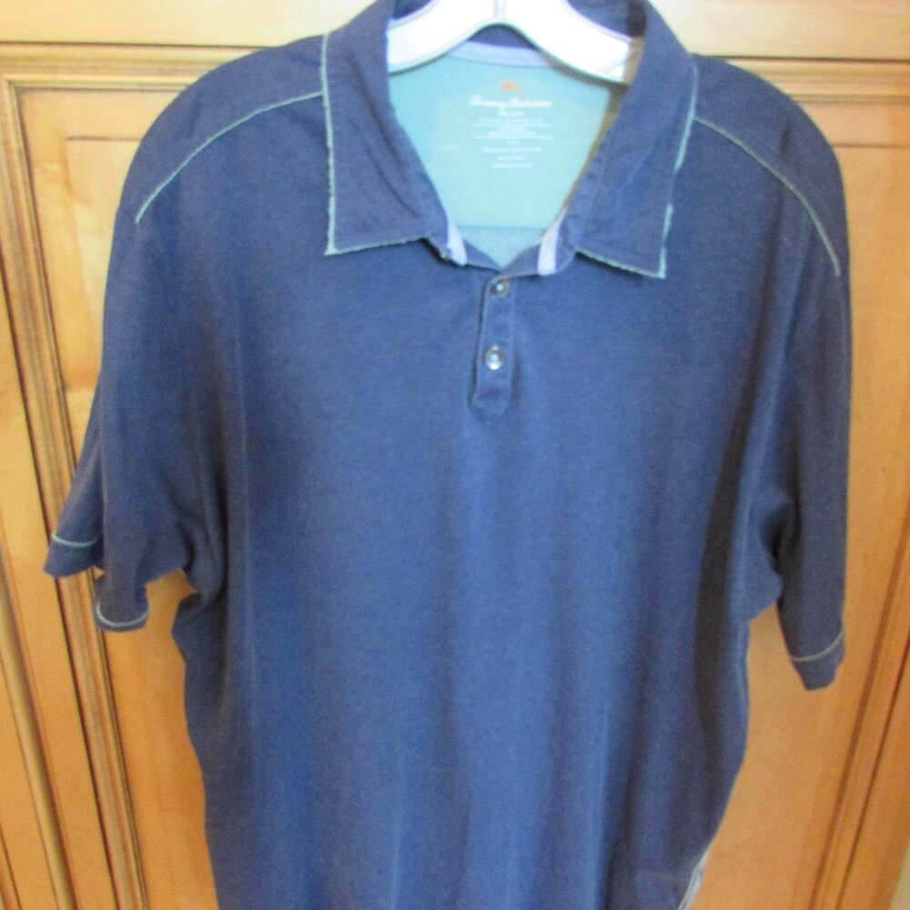 Tommy Bahama Jeans Mens Polo Shirt Sz XL Medium Blue Short Sleeve